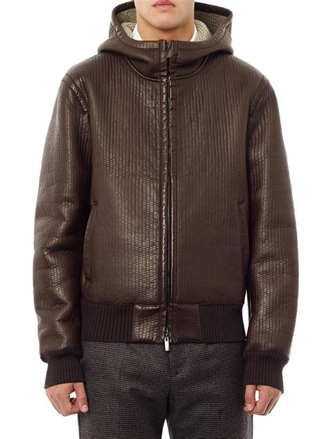 mens fendi leather jacket|Fendi leather hooded jacket.